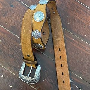 Weathered Genuine Leather Scalloped Belt